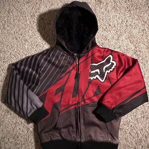 Fox Heavyweight Zip Hoodie - Red and Black - Boys size Medium